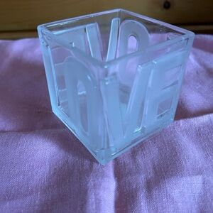 Clear Glass with Frosted  LOVE Votive  Holder